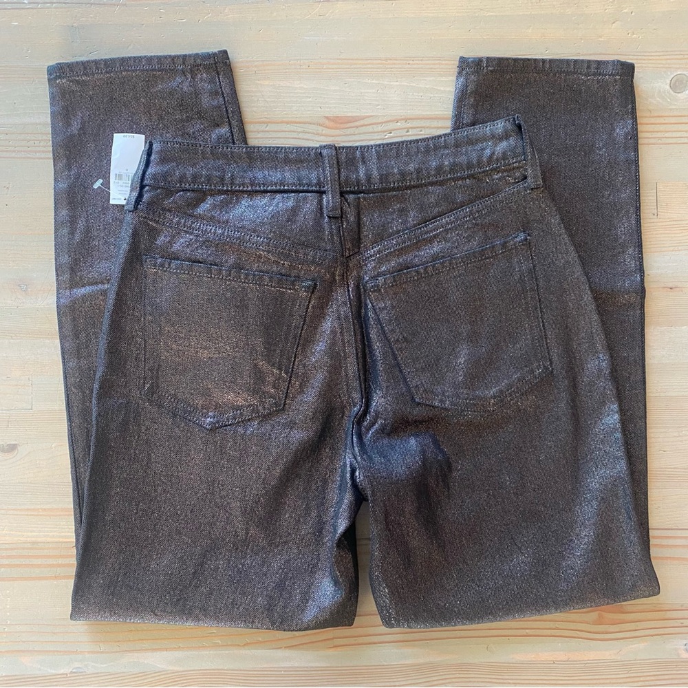 NWT Old Navy High Rise OG Straight Ankle Black Shine Sparkle Jeans 0 - Picture 5 of 8